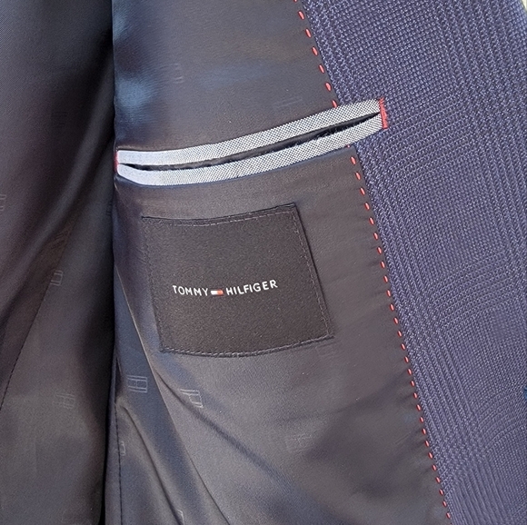 Tommy Hilfiger Navy Blue Blazer Mens 42L Vintage Plaid Preppy Sports Jacket - Picture 13 of 16